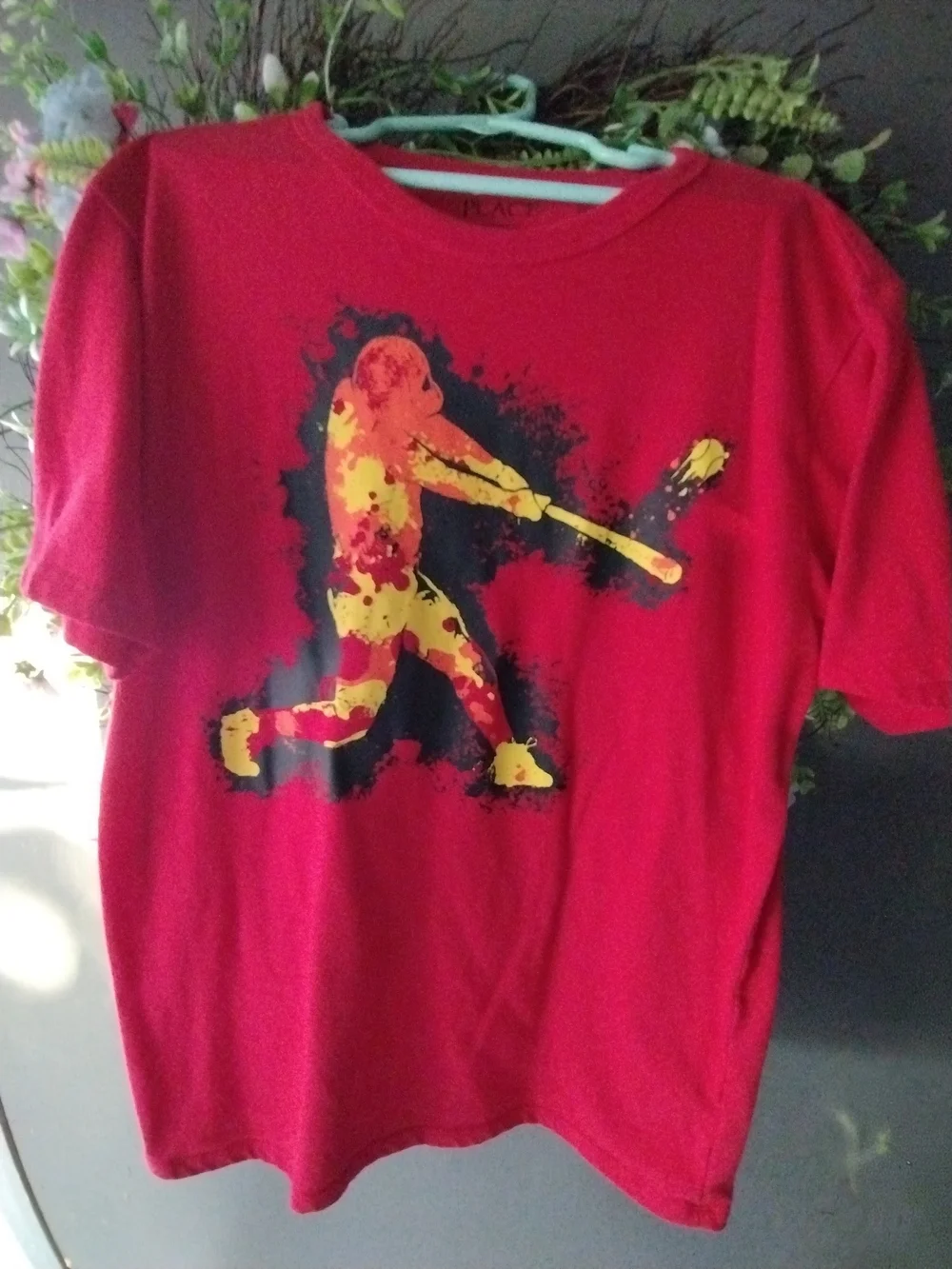 Red Graphic Baseball Batter Tee